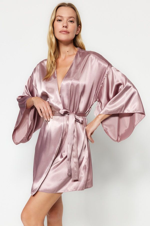 Trendyol Trendyol Powder Belted Satin Woven Dressing Gown