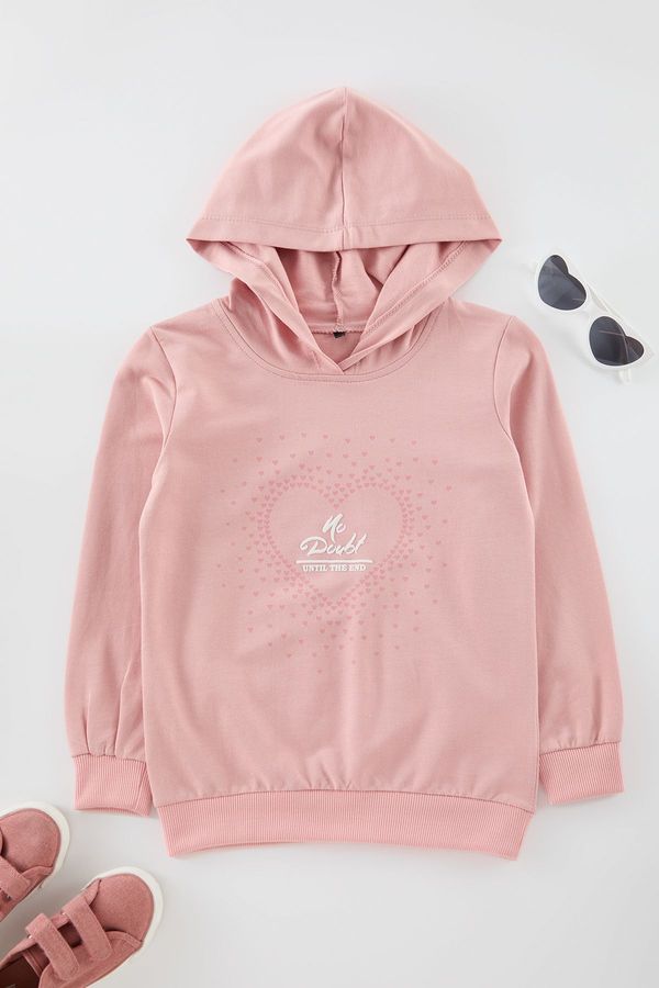 Trendyol Trendyol Powder Heart Cotton Knitted Sweatshirt