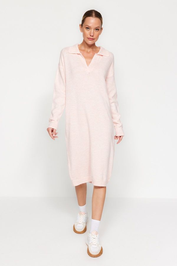 Trendyol Trendyol Powder More Sustainable Midi Knit Soft Texture Dress