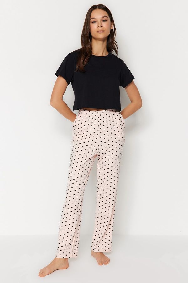 Trendyol Trendyol Powder-Multicolored Polka Dot Cotton-Knitted Pajamas Bottoms