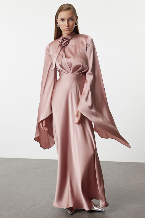 Trendyol Trendyol Powder Rose Accessory Satin Woven Evening Dress