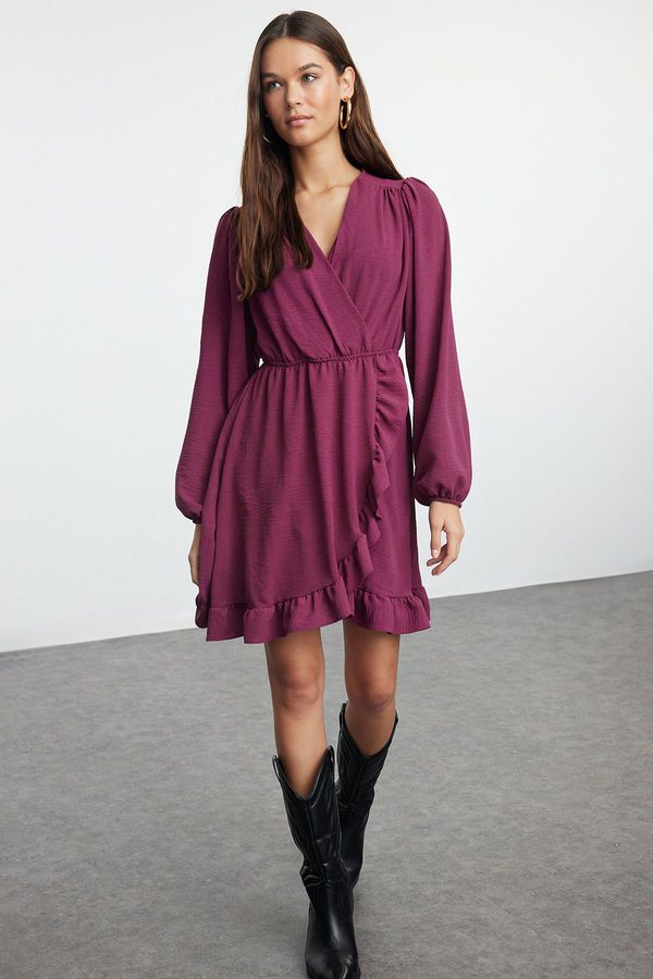 Trendyol Trendyol Purple Elastic Waist Flounce Mini Woven Dress