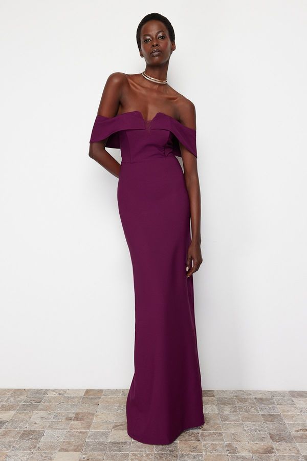 Trendyol Trendyol Purple Fitted Woven Long Evening Dress
