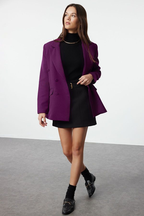 Trendyol Trendyol Purple Regular Lined Double Breasted Closure Woven Blazer Jacket