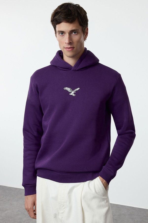 Trendyol Trendyol Purple Regular/Normal Cut Animal Embroidered Sweatshirt