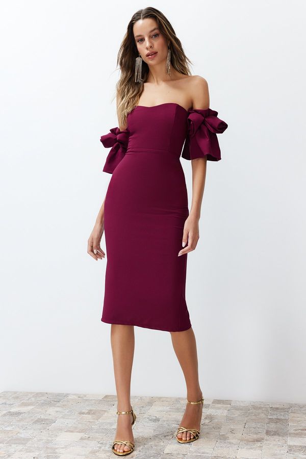 Trendyol Trendyol Purple Rose Accessory Elegant Evening Dress