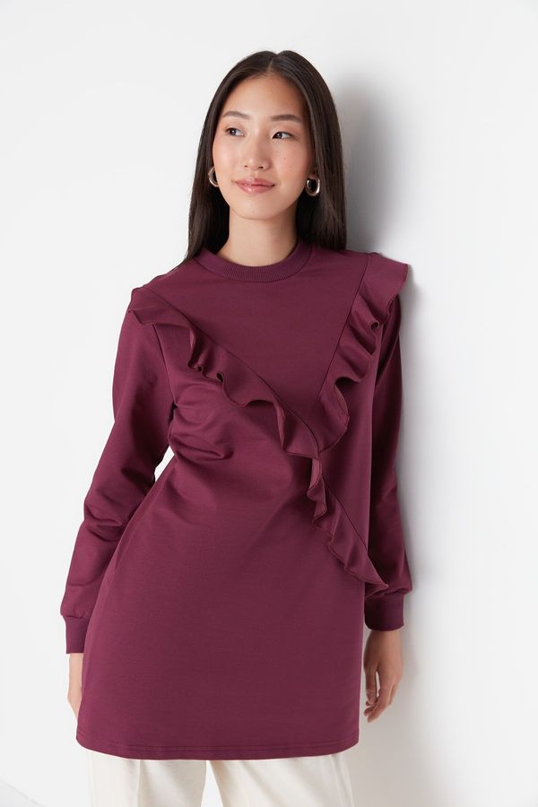 Trendyol Trendyol Purple Ruffle Detailed Knitted Tunic