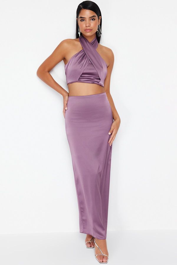 Trendyol Trendyol Purple Satin Maxi Length Skirt