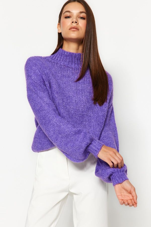 Trendyol Trendyol Purple Soft Textured Thick Crewneck Knitwear Sweater