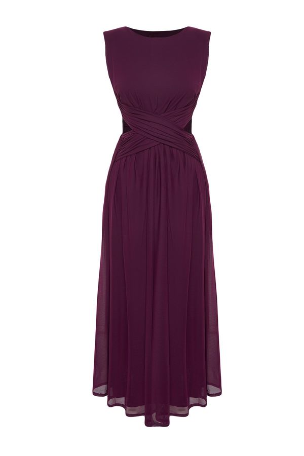 Trendyol Trendyol Purple Window/Cut Out Detailed Tulle Knitted Dress