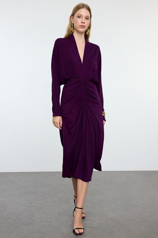 Trendyol Trendyol Purple Woven Dress with Adjustable Neckline and Pleated Skirt