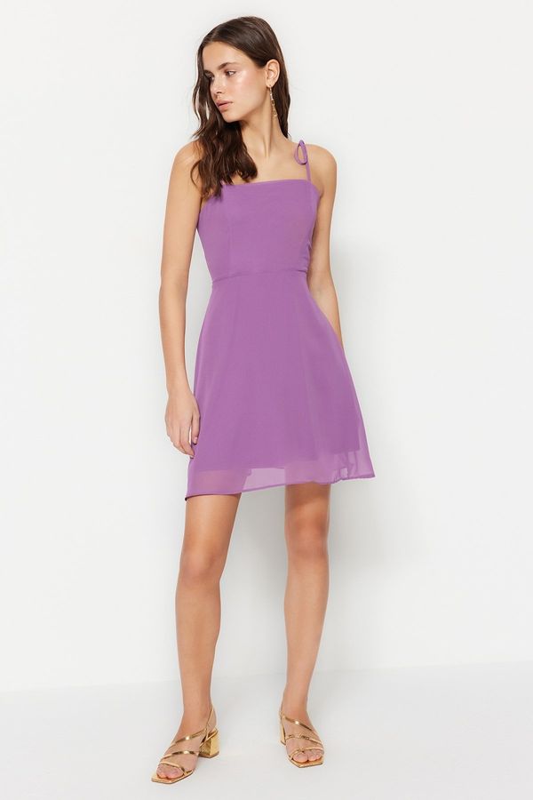 Trendyol Trendyol Purple Woven Lined Chiffon Strap Mini Woven Dress