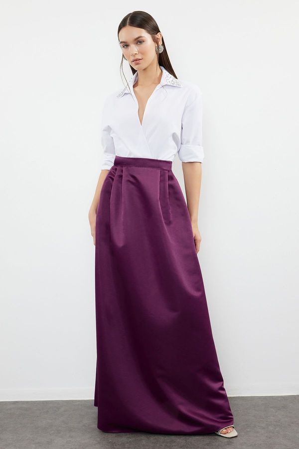 Trendyol Trendyol Purple Woven Satin Balloon Maxi Skirt