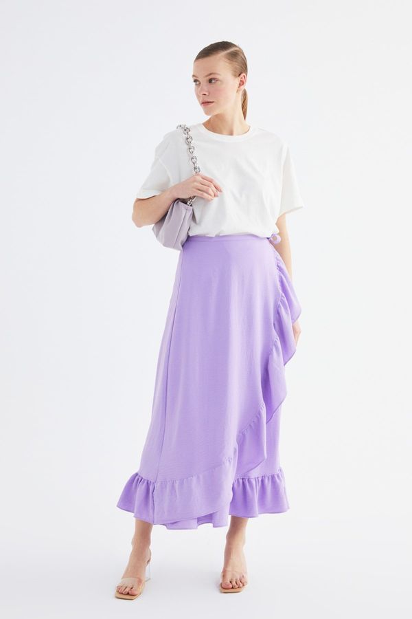 Trendyol Trendyol Purple Wrapped Ruffle Knitted Skirt