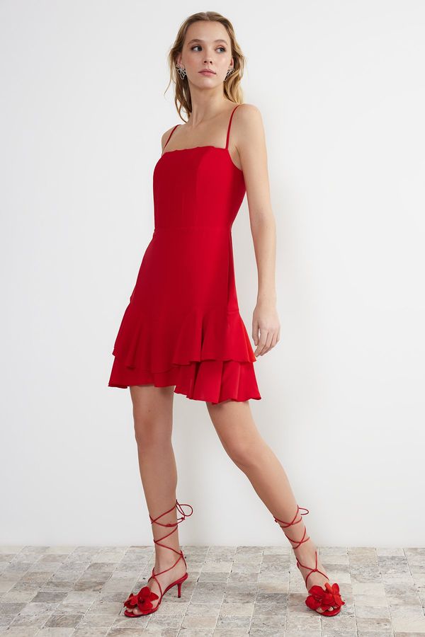 Trendyol Trendyol Red A-Cut Underwire Detailed Woven Short Evening Dress