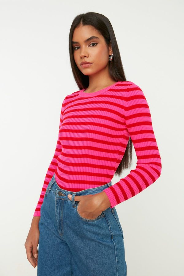 Trendyol Trendyol Red Basic Striped Knitwear Sweater