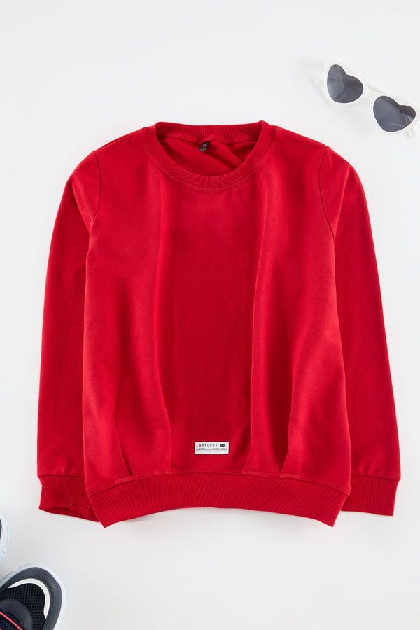 Trendyol Trendyol Red Boy Plain Knitted Sweatshirt