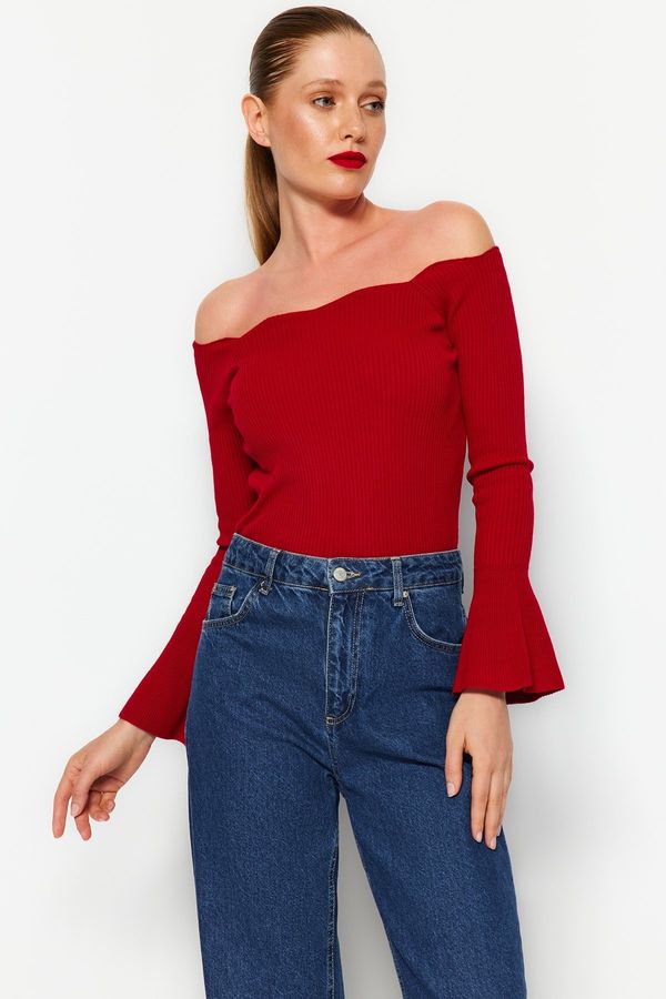 Trendyol Trendyol Red Carmen Collar Knitwear Sweater