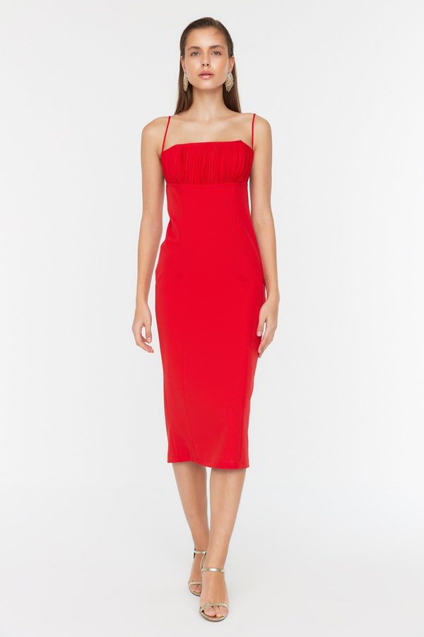 Trendyol Trendyol Red Collar Detailed Evening Dress