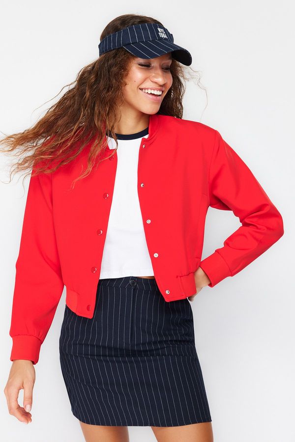 Trendyol Trendyol Red Crop Slim Bomber Jacket