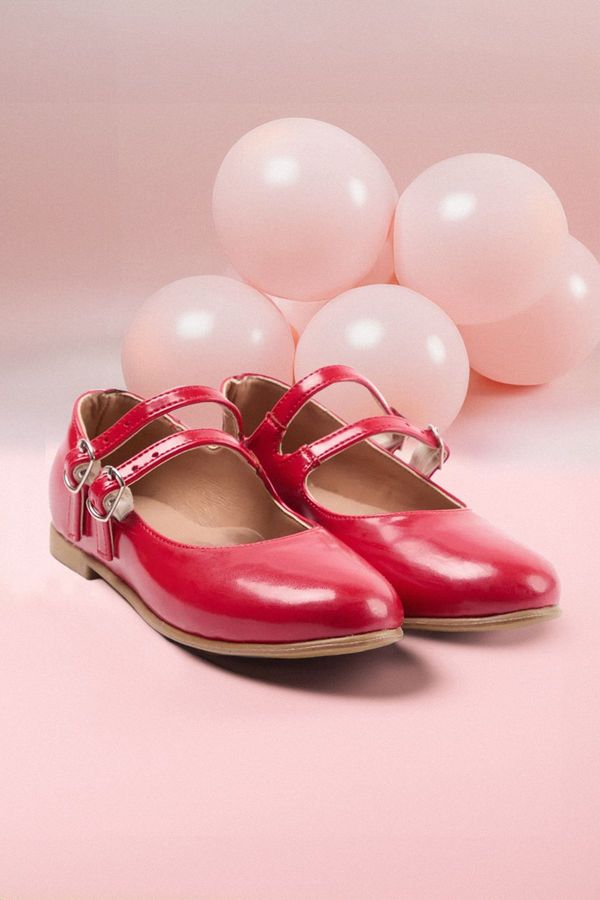 Trendyol Trendyol Red Double Banded Patent Leather Mary Jane Girls Ballerinas