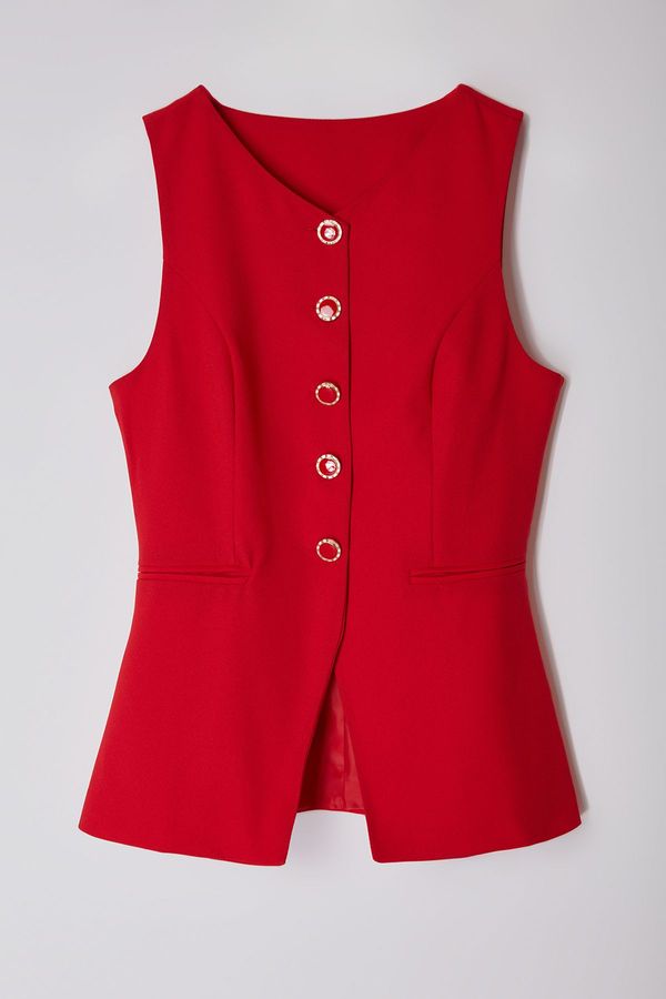 Trendyol Trendyol Red Fitted Round Collar Woven Vest