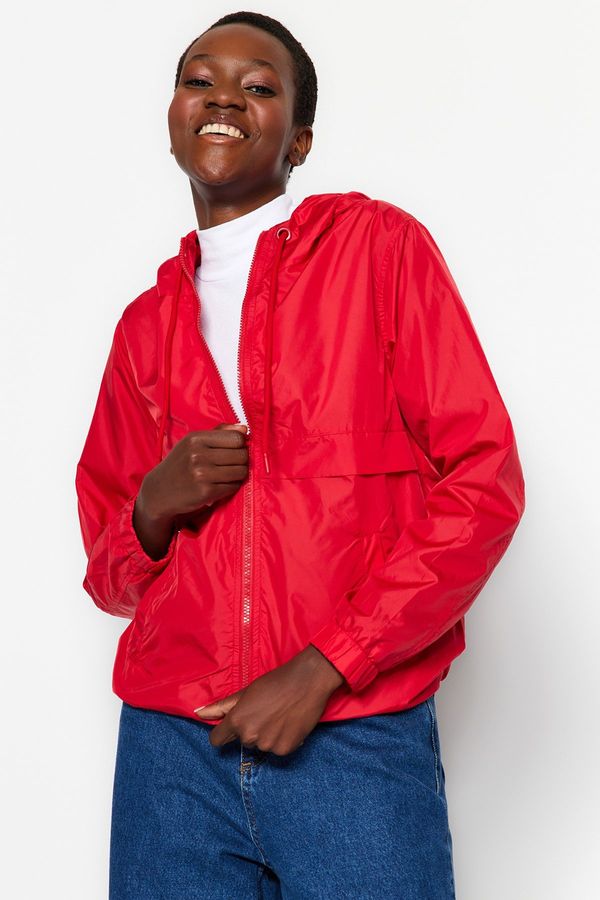 Trendyol Trendyol Red Hooded Water-Repellent Windbreaker Coat