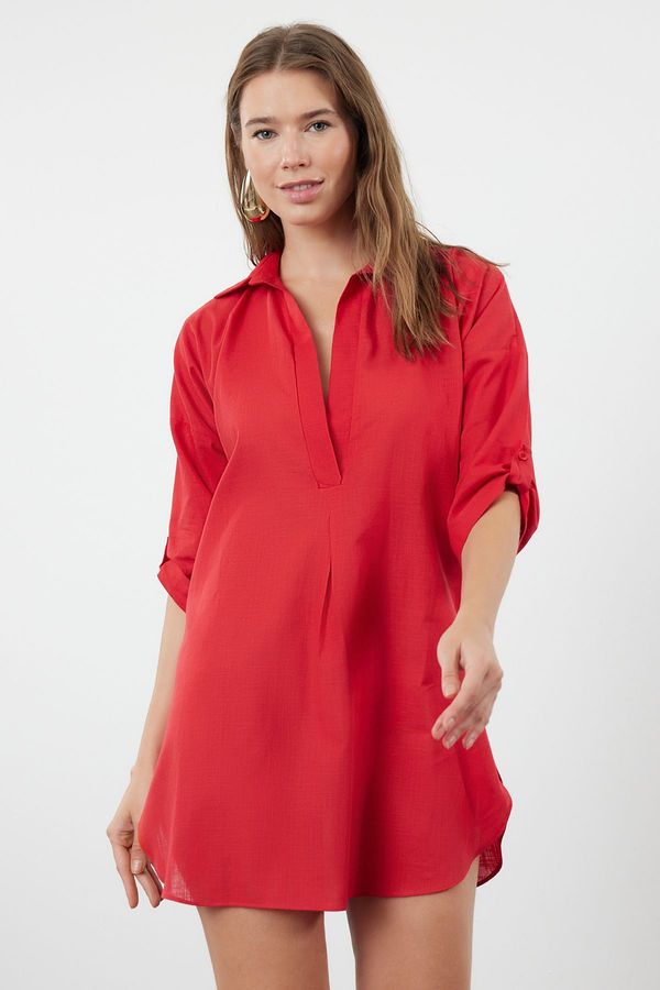 Trendyol Trendyol Red Mini Woven Beach Dress