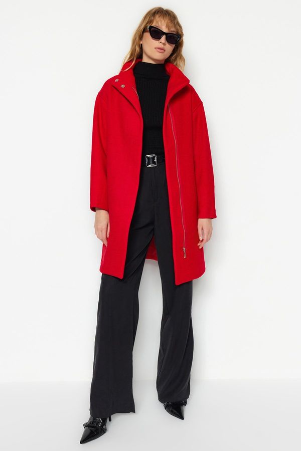 Trendyol Trendyol Red Oversize Wide Cut Long Stitched Coat