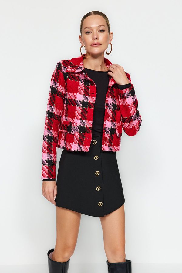 Trendyol Trendyol Red Regular Plaid Woven Blazer Jacket