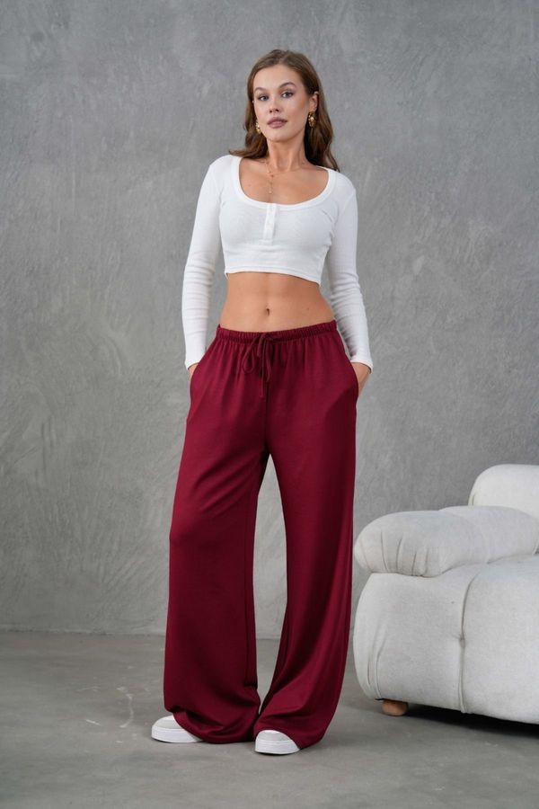 Trendyol Trendyol Red Soft Touch Elastic Waist Regular Fit Knitted Trousers