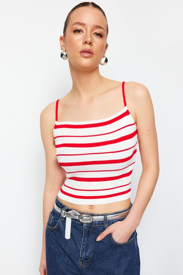 Trendyol Trendyol Red Strap Crop Knitwear Blouse