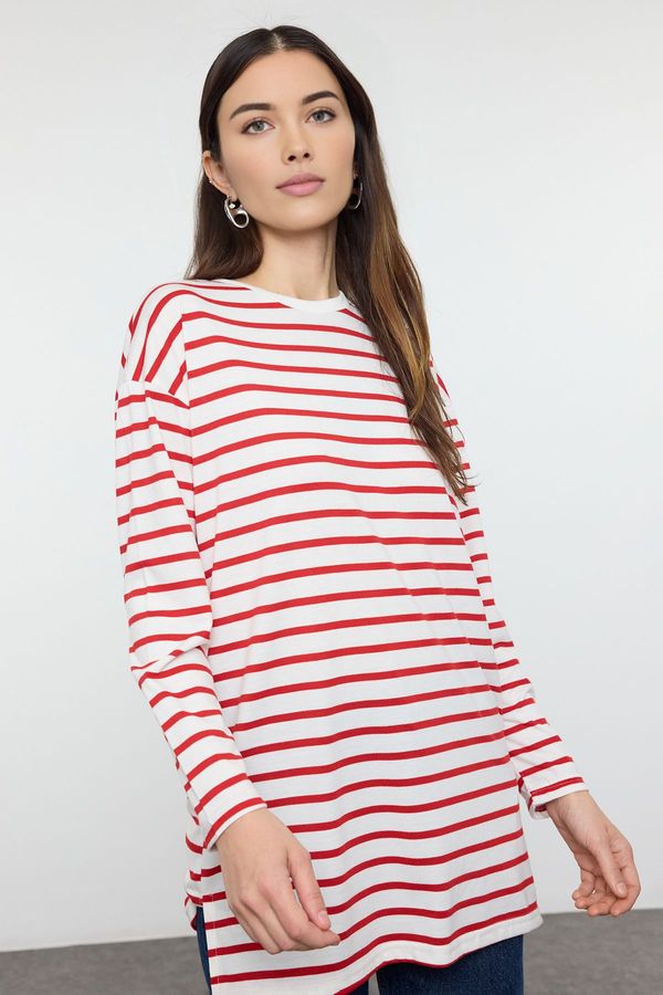 Trendyol Trendyol Red Striped Knitted Tunic