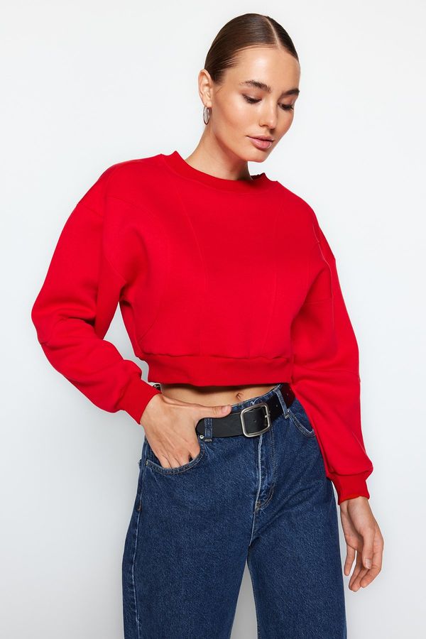 Trendyol Trendyol Red Thick Fleece Inside Stitch Detail Regular/Normal Fit Knitted Sweatshirt