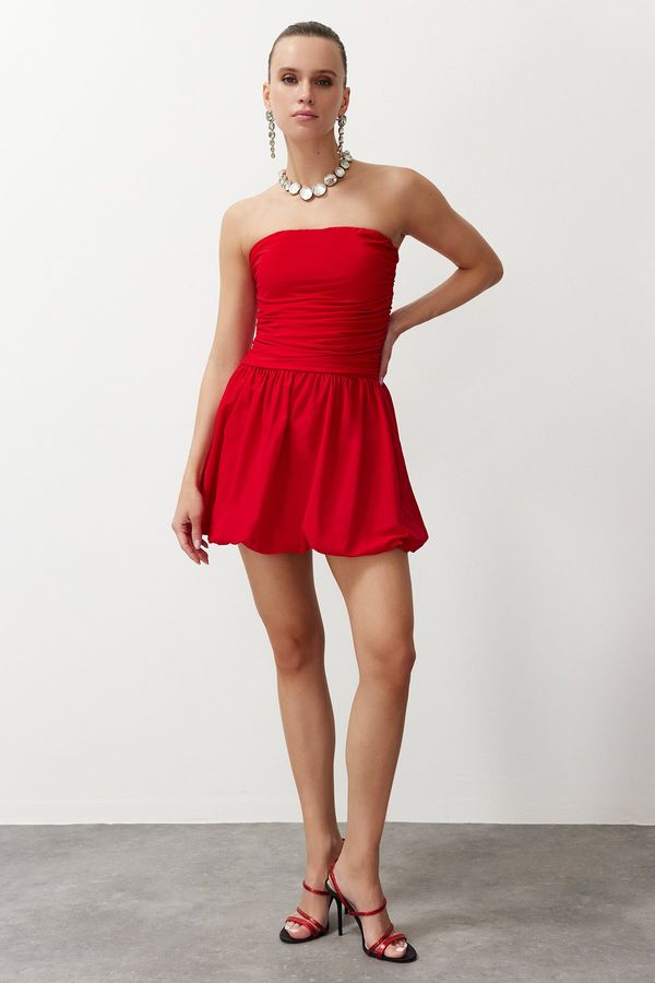 Trendyol Trendyol Red Waist Opening/Skater Woven Elegant Evening Dress