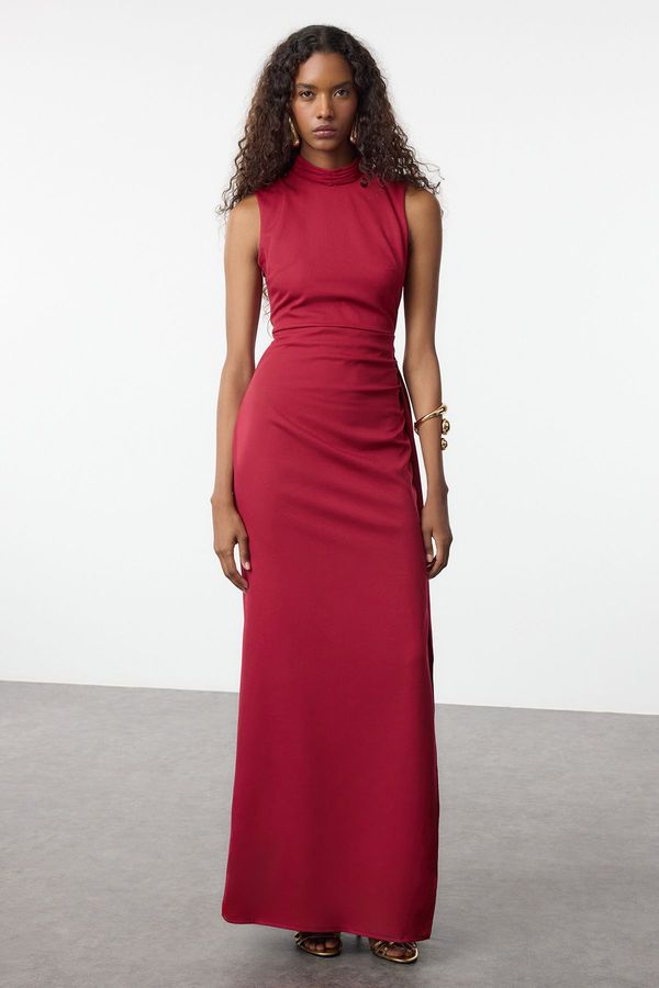 Trendyol Trendyol Red Woven Backless Detailed Long Elegant Evening Dress