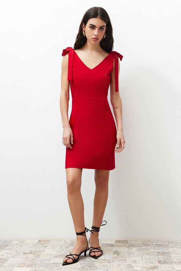 Trendyol Trendyol Red Wrap-around Tie Detail Mini Woven Dress