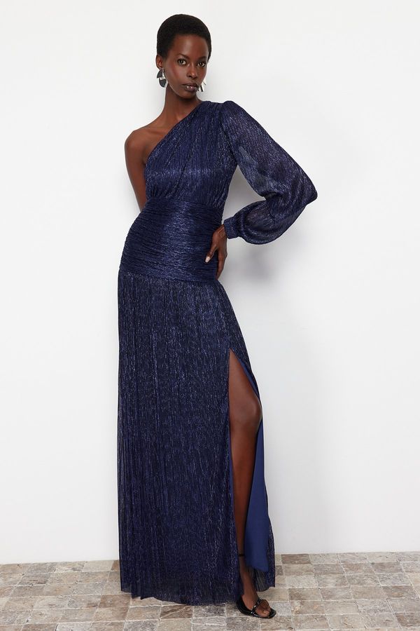 Trendyol Trendyol Saks A-Cut Knitted Evening Dress & Graduation Dress