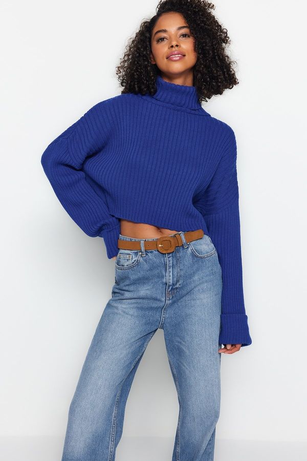 Trendyol Trendyol Saks Crop Basic Knitwear Sweater