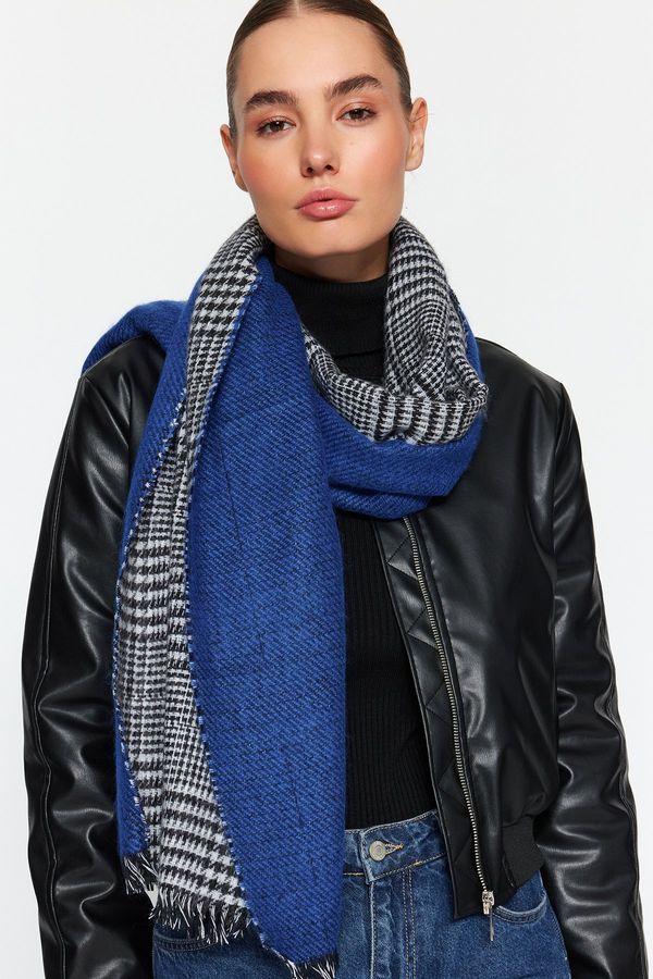 Trendyol Trendyol Saks Houndstooth Patterned Soft Textured Scarf