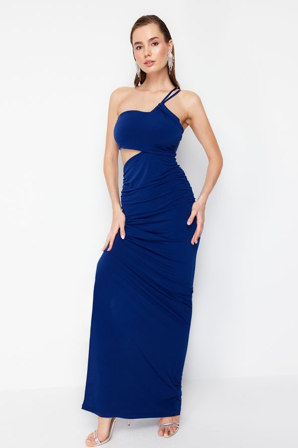 Trendyol Trendyol Saxe Blue Window/Cut Out Detailed Long Evening Evening Dress