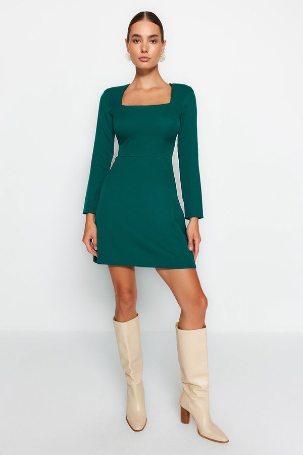 Trendyol Trendyol Smaragd Green Square Neck Mini Woven Dress