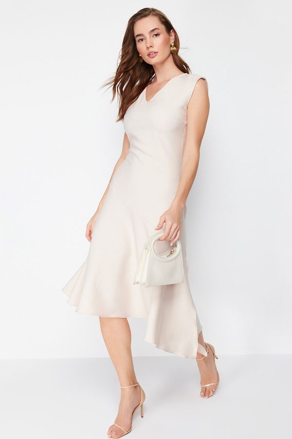 Trendyol Trendyol Stone A-Line Skirt Asymmetrical Midi Woven Dress