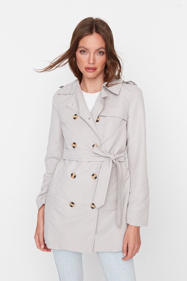 Trendyol Trendyol Stone Belted Button Closure Fit Fit Trench Coat