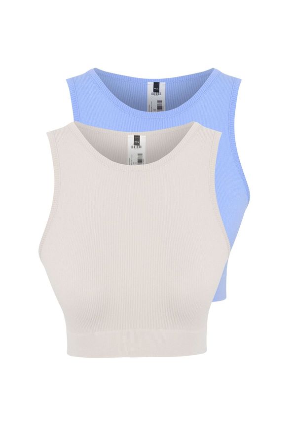 Trendyol Trendyol Stone-Blue Seamless Cupless Sports Bra