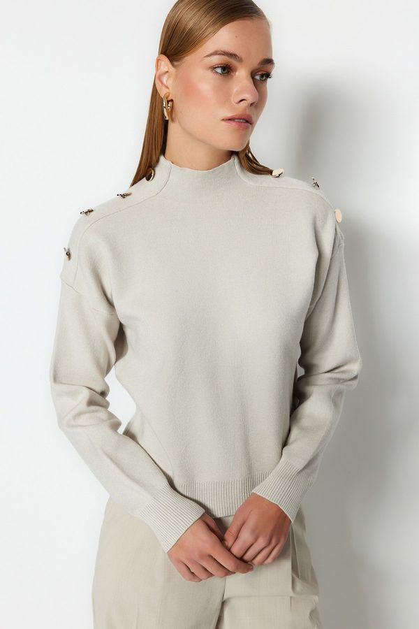 Trendyol Trendyol Stone Button Detailed Knitwear Sweater