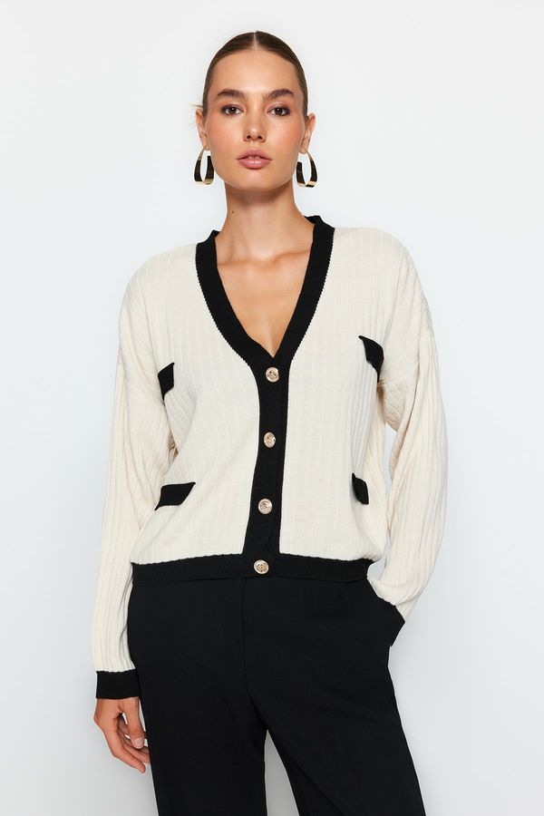 Trendyol Trendyol Stone Color Block Knitwear Cardigan