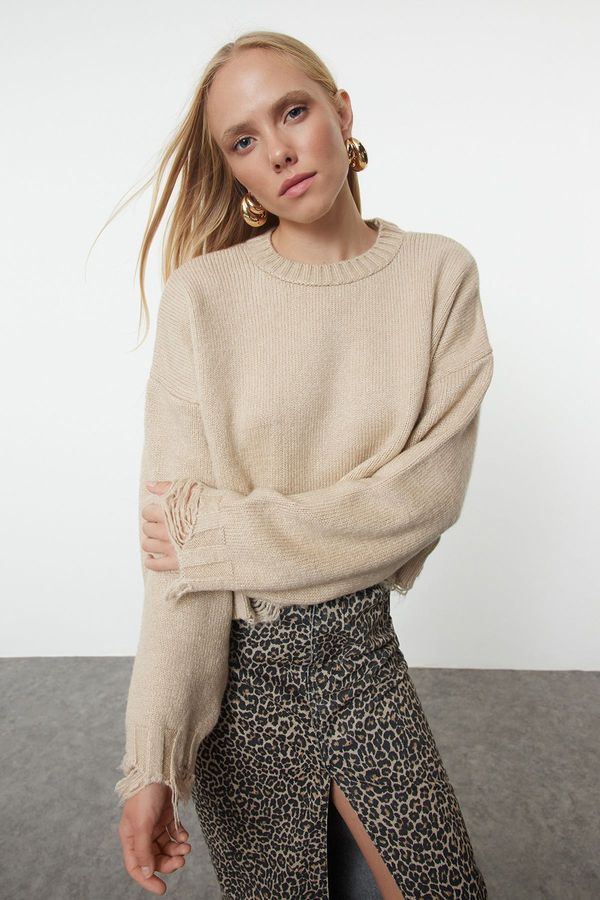 Trendyol Trendyol Stone Crop Super Wide Pattern Soft Texture Knit Sweater