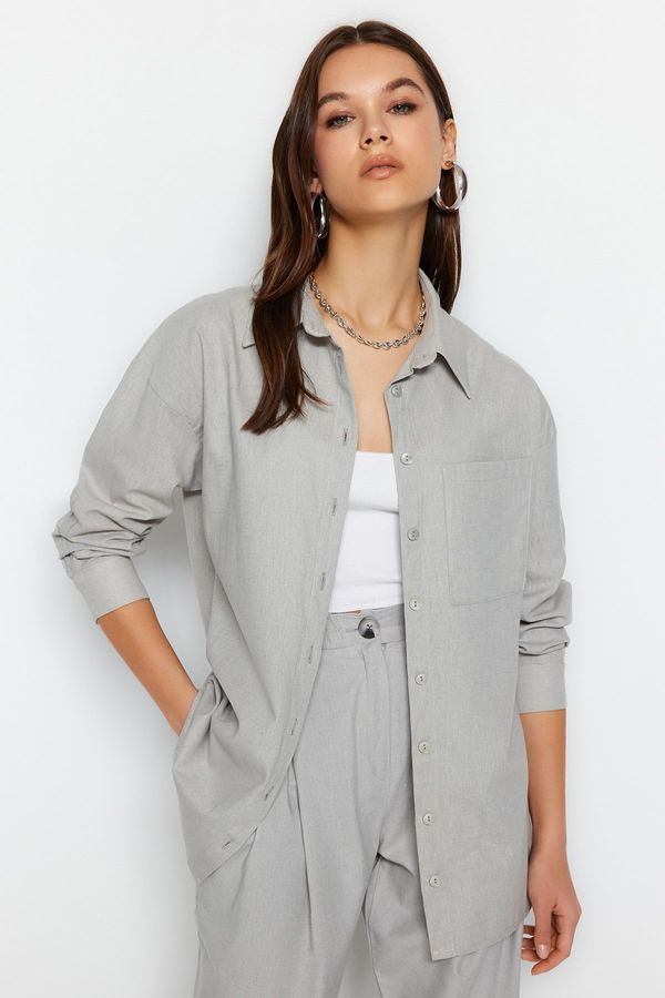 Trendyol Trendyol Stone Linen Look Woven Shirt