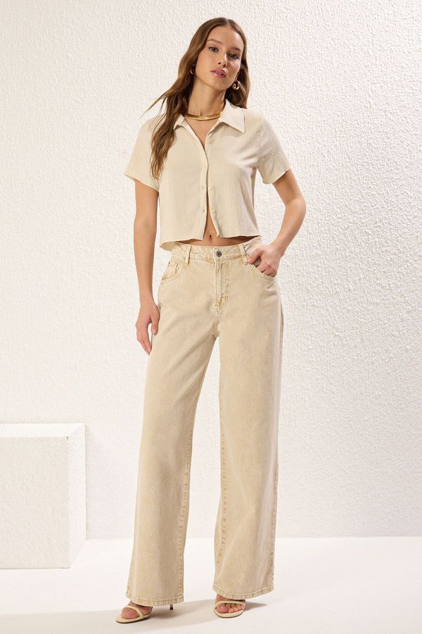 Trendyol Trendyol Stone Low Waist Wide Leg Jeans